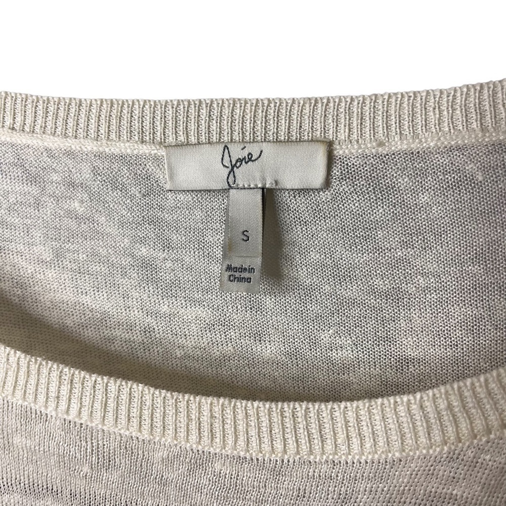 Joie Maine Stripe Linen Pullover Sweater Size Small 3/4 Length Sleeves Boat Neck - Picture 5 of 7